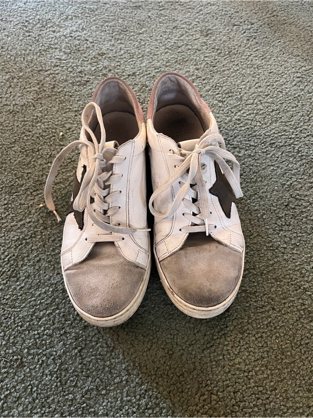 Women’s White and Gray Lace-Up Sneakers